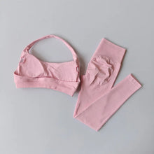Load image into Gallery viewer, Seamless Women's Beauty Back Sports Bra Lingerie Peach Buttocks Fitness High Waist Legigngs Gym  Pilates Set
