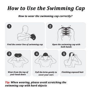 New Printed Men Swimming Cap Women Long Hair Swim Pool Hat