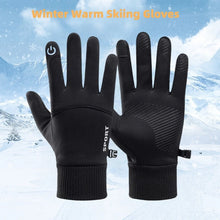 Load image into Gallery viewer, Black Winter Warm Full Fingers Waterproof Cycling Outdoor Sports Running  Ski Touch Screen Fleece Gloves
