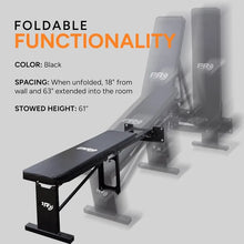 Load image into Gallery viewer, PRx Performance Folding Wall Mounted Flat Weight Bench
