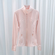 Load image into Gallery viewer, LULU FLORA Gold zipper jacket yoga stand collar, slim-fitting, quick-dry, breathable for sports and running
