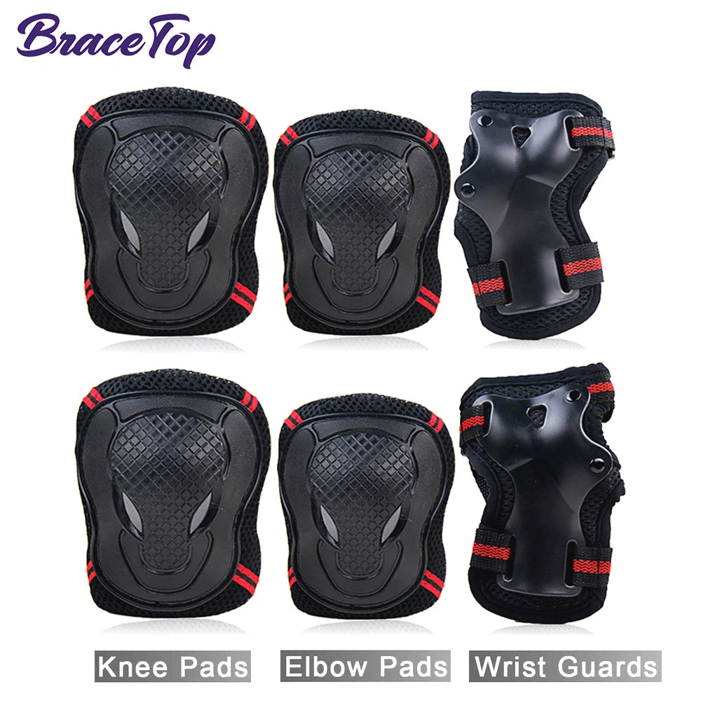 BraceTop 6Pcs/set Teens & Adult Knee Pads Elbow Pads Wrist Guards