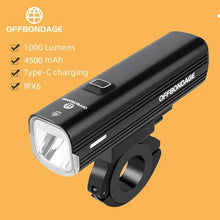 Load image into Gallery viewer, OFFBONDAGE Bicycle Light 1000Lumen Bike Headlight Power Bank Flashlight Handlebar

