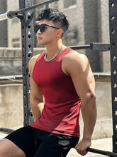 Load image into Gallery viewer, Men vest Elasticity stripe Round Neck Slim Fit Sleeveless T-Shirt
