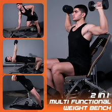 Load image into Gallery viewer, KUYOU 2 in 1 Workout Bench Roman Chair, Adjustable Weight Bench for Home Gym
