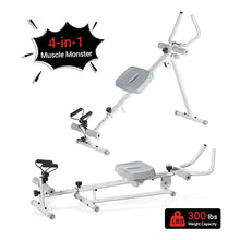 Load image into Gallery viewer, UMAY 4-in-1 ab-trainer combined rowing machine with adjustable height levels
