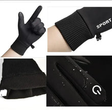 Load image into Gallery viewer, Black Winter Warm Full Fingers Waterproof Cycling Outdoor Sports Running  Ski Touch Screen Fleece Gloves
