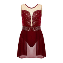 Load image into Gallery viewer, Children Mesh Skating Skirted Bodysuit
