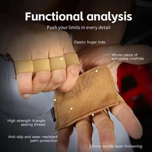 1 Pair Cowhide Weightlifting Gloves