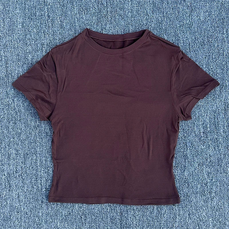 Women's Tight Fitting Sports T-shirt Quick Drying Short Sleeved  T-shirt Pilates