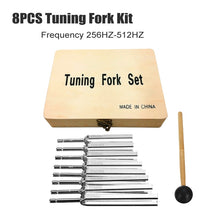Load image into Gallery viewer, 8pcs Tuning Forks Set Healing Chakra Steel Aluminum Tuning Fork
