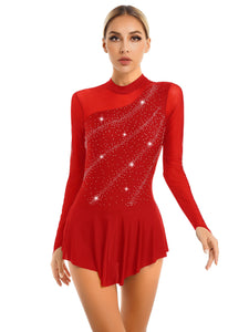 Womens Rhinestone Figure Ice Skating Dress
