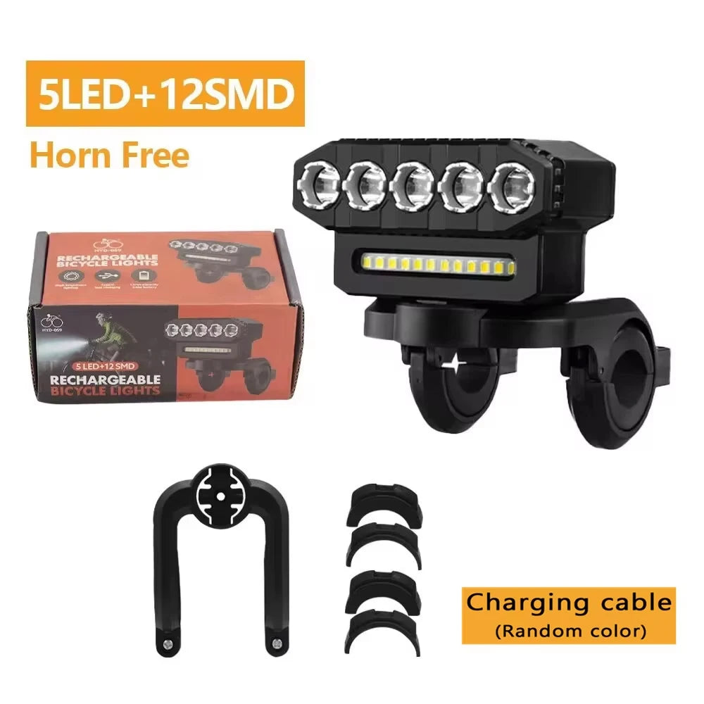 5/8 LED Bicycle Front Light USB Rechargeable 130dB Cycling Bike Horn