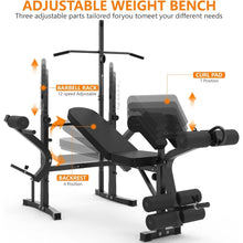 Load image into Gallery viewer, 600lbs 6 in 1 Adjustable  Weight Bench Set with Leg Extension and Leg Curl MultiFunction
