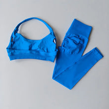 Load image into Gallery viewer, Seamless Women's Beauty Back Sports Bra Lingerie Peach Buttocks Fitness High Waist Legigngs Gym  Pilates Set
