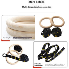 Load image into Gallery viewer, Wood Gymnastics Rings with Adjustable Straps Pull Up Gym Rings
