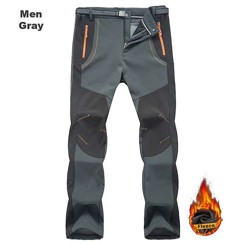 LNGXO Thick Warm Fleece Hiking Pants Men