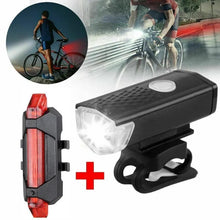 Load image into Gallery viewer, USB Rechargeable Bike Light Set Front Light with Taillight
