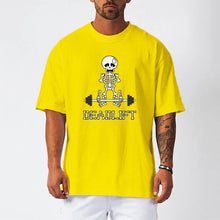 Load image into Gallery viewer, Human Skeleton Deadlift Barbell Gym Clothing Men Fitness Oversized Loose T-Shirt

