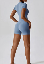 Load image into Gallery viewer, European and American nude one-piece yoga suit with stand up collar
