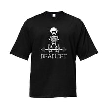 Load image into Gallery viewer, Human Skeleton Deadlift Barbell Gym Clothing Men Fitness Oversized Loose T-Shirt
