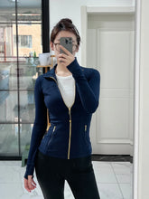 Load image into Gallery viewer, LULU FLORA Gold zipper jacket yoga stand collar, slim-fitting, quick-dry, breathable for sports and running
