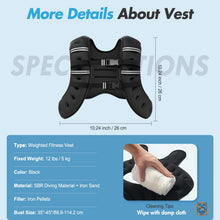 Load image into Gallery viewer, Weighted Vest Fitness 6lb/12lb/18lb/22lb with Reflective Strips Men Women
