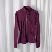 Load image into Gallery viewer, LULU FLORA Gold zipper jacket yoga stand collar, slim-fitting, quick-dry, breathable for sports and running
