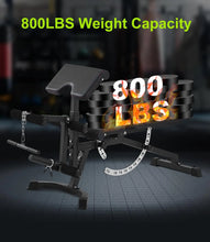 Load image into Gallery viewer, Adjustable Weight Bench with Preacher Pad Leg Extension and Leg Curl 800LBS Workout Bench
