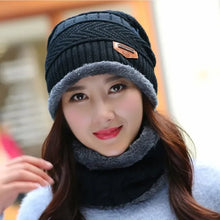 Load image into Gallery viewer, Winter Fleece Scarf Hats Thicken Plush Warm Beanies Wool Knit Caps Men Women Outdoor Cycling Ski

