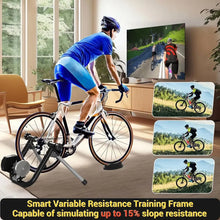 Load image into Gallery viewer, Stationary Bike Trainer with Bluetooth &amp; ANT+ for 26-29 and 700C Wheels, Compatible with Zwift, Onelap, Rouvy AR Apps
