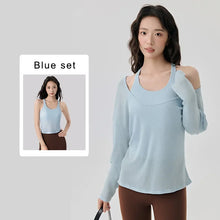 Load image into Gallery viewer, Autumn Winter Women's High-end Sense Layered Two-piece Set Breathable Pilates with Chest Pad
