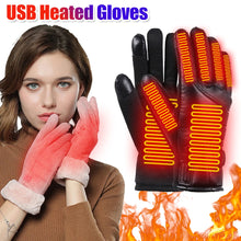 Load image into Gallery viewer, Electric Heating Gloves Men Women USB plug-in Electric Heated Gloves Winter Skiing
