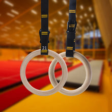 Load image into Gallery viewer, Wood Gymnastics Rings with Adjustable Straps Pull Up Gym Rings

