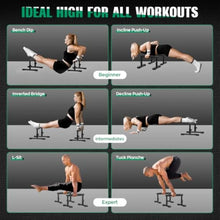 Load image into Gallery viewer, Adjustable Parallettes Bars 7.5 and 10.6 High Push Up Bars for Handstands
