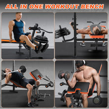 Load image into Gallery viewer, 990LBS 6 in 1 Weight Bench Set with Leg Extension/Curl and Preacher Curl Bench Press Set
