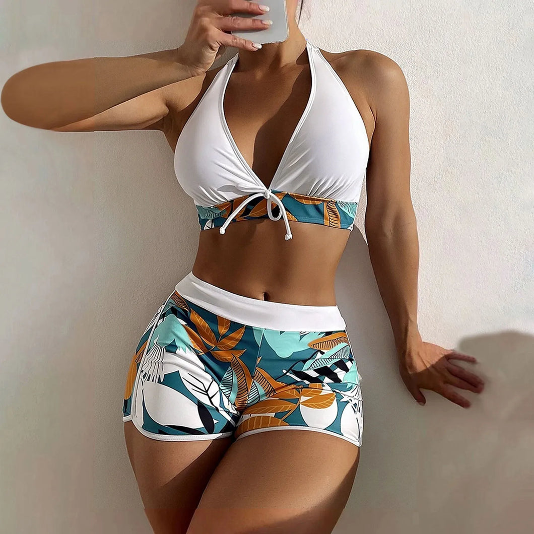 Shorts Bikinis Set  High Waist Swimsuit Women Swimwear