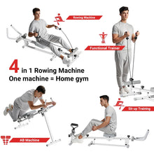 Load image into Gallery viewer, UMAY 4-in-1 ab-trainer combined rowing machine with adjustable height levels
