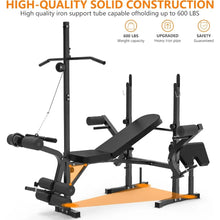 Load image into Gallery viewer, 600lbs 6 in 1 Adjustable  Weight Bench Set with Leg Extension and Leg Curl MultiFunction
