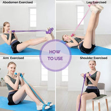 Load image into Gallery viewer, Multifunction Tension Rope 4-Tube Elastic Yoga Pedal Puller Resistance Band Tension Rope for Leg Stretching
