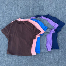 Load image into Gallery viewer, Women&#39;s Tight Fitting Sports T-shirt Quick Drying Short Sleeved  T-shirt Pilates

