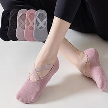 Load image into Gallery viewer, 5 Pairs of Women's Non-Slip  Socks for Pilates Gym Breathable Cotton No-Show Socks with Silicone Grip Indoor Workout
