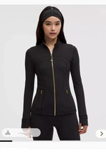 Load image into Gallery viewer, LULU FLORA Gold zipper jacket yoga stand collar, slim-fitting, quick-dry, breathable for sports and running
