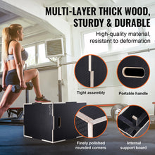 Load image into Gallery viewer, SucceBuy 3 in 1 Plyometric Jump Box Wooden Plyo Box Black For Home Gym

