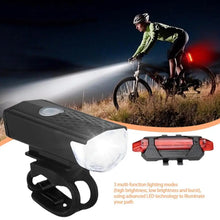 Load image into Gallery viewer, USB Rechargeable Bike Light Set Front Light with Taillight
