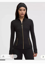 Load image into Gallery viewer, LULU FLORA Gold zipper jacket yoga stand collar, slim-fitting, quick-dry, breathable for sports and running
