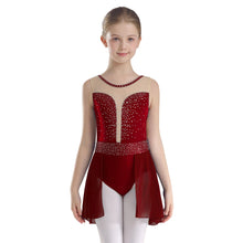 Load image into Gallery viewer, Children Mesh Skating Skirted Bodysuit
