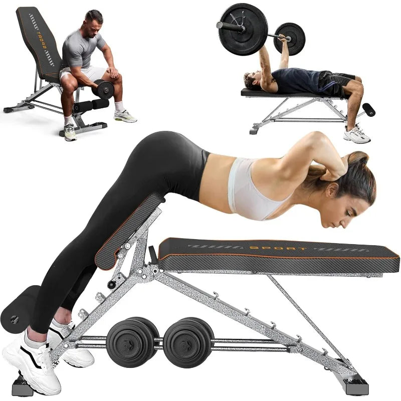 KUYOU 2 in 1 Workout Bench Roman Chair, Adjustable Weight Bench for Home Gym