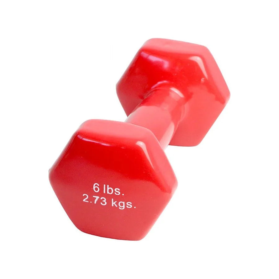 Colorcoded vinylcoated iron dumbbell red 6 lb, 1 pack