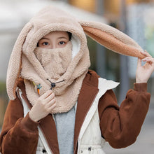 Load image into Gallery viewer, Winter Wool Ski Hat Scarf Warm Ski Helmet Cover Comfortable Soft Casual Cartoon Cute Bunny Ears
